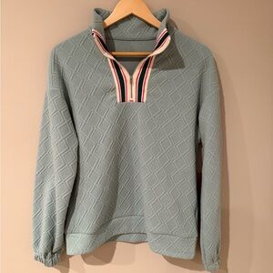 Women's Quilted Half-Zip Sweater - Light Blue